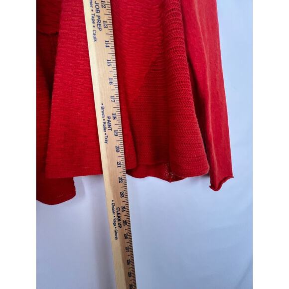 Eileen Fisher Women's Med Red Cashmere Blend Open Front Lightweight Cardigan - Picture 5 of 7